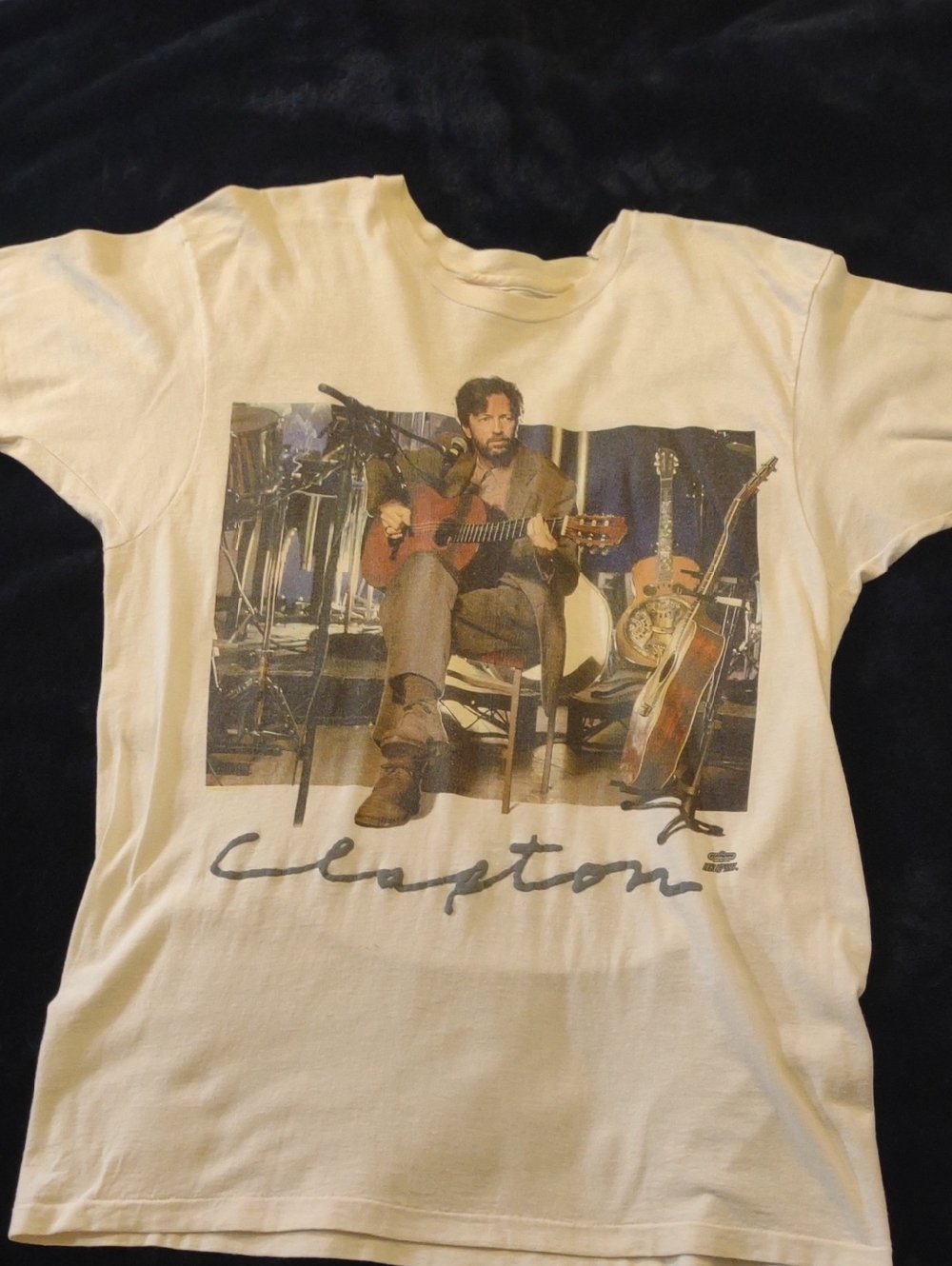 Vintage 90s Eric Clapton Unplugged Concert Tee Shirt - White - Size XL